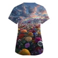 thumbnail image 4 of Cloud Printed Scrubs For Women Vneck Medical Scrub Tops Short Sleeve Stretch Nurse Uniform Fashion Scrub Tops With Pocket Blue L, 4 of 5