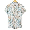 thumbnail image 1 of Mens Manga Corta Botón Abajo Camisas Botones Casuales Color Bloque Impresión con Blusa de Bolsillo Turndown, 100% Algodón Camisa Ligera para el Verano, 1 of 3