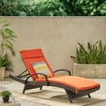 thumbnail image 5 of Savana Outdoor Wicker Lounge with Arms with Orange Water Resistant Cushion, Multibrown, 5 of 12