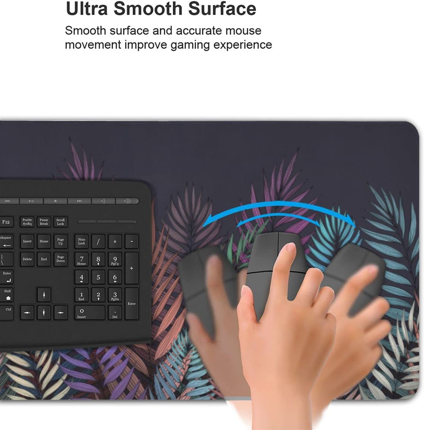 Large Mouse Pad for Desk, Abstract Palm Leaves Desk Mats on Top of Desks, Non-Slip Rubber Base Mousepad with Stitched Edges, Keyboard Mouse Mat Desk Pad for Work, Game, Office, 35.5"x16"x0.12"