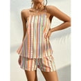 thumbnail image 3 of MLDRA Women's 2 Piece Outfits Boho Striped Print Cami Top and Shorts Set Summer Romper, 3 of 7