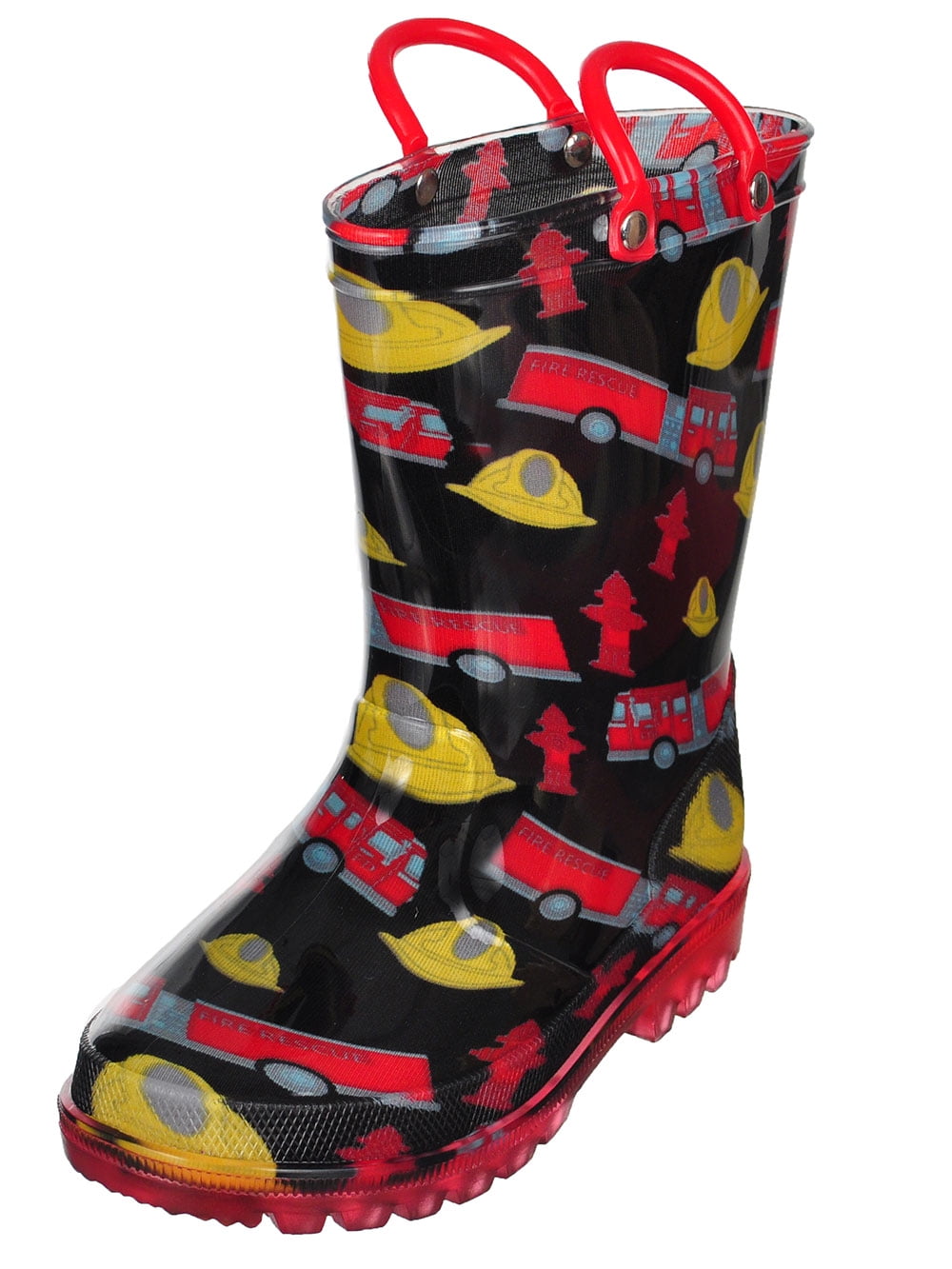 Lilly Boys' LightUp Rubber Rain Boots (Sizes 5 12) black, 6 toddler