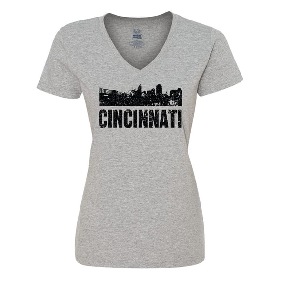 Inktastic Cincinnati Skyline Grunge Women's V-Neck T-Shirt
