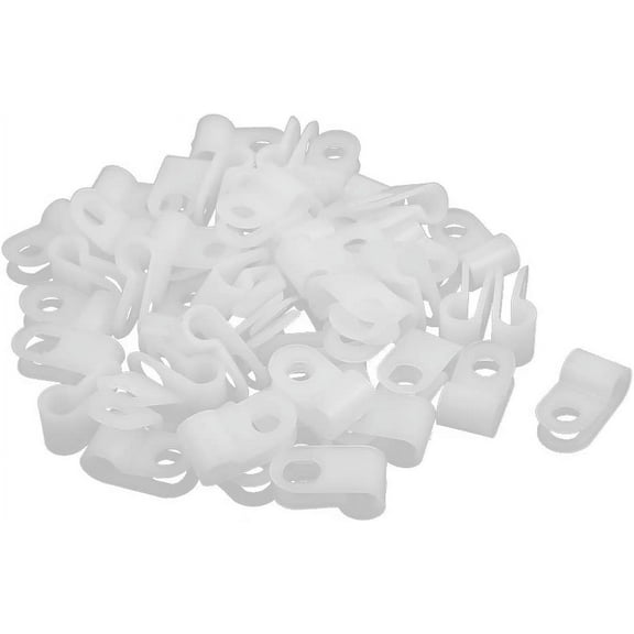 50Pcs creamy-white Nylon R-Type Cable Clamp for 3/16" Dia Wire Hose Tube (cf4b6232807549a7a908378f22dda8e4)