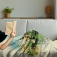 thumbnail image 3 of Hungary Soft Flannel Fleece Throw Blanket, Watercolor Painting of Old Budapest on Danube River Idyllic Historic, Cozy Plush for Indoor and Outdoor Use, 60" x 80", Cream Multicolor, by Ambesonne, 3 of 5