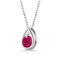 thumbnail image 2 of Gem Stone King 925 Sterling Silver Red Ruby Teardrop Pendant Necklace for Women (0.55 Cttw, Gemstone July Birthstone, Round 5MM, with 18 inch Silver Chain), 2 of 4