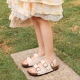 thumbnail image 2 of Lezzglt Kids Toddler Sandals with Cork Footbed, Non-Slip Slides for Boys Girls Double Buckle Slippers with Adjustable Back Strap, Comfort Water-Resistant Shoes, 2 of 7