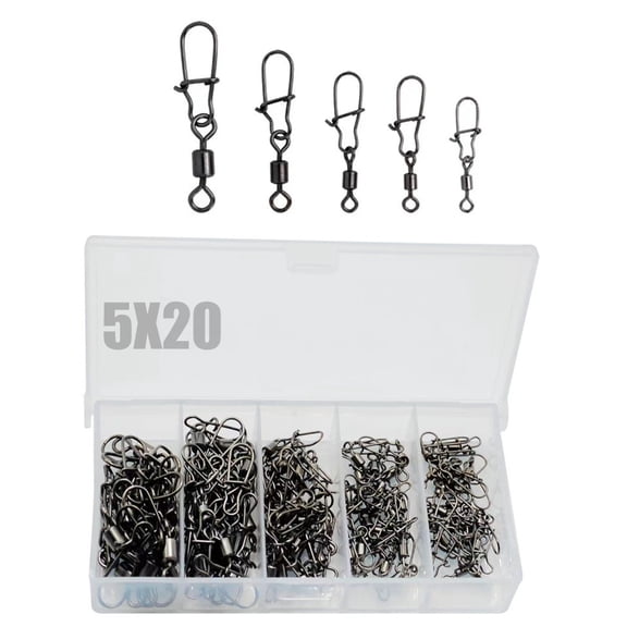 100pcs Fishing Lure Hook Connector for Saltwater Freshwater Barrels Swivels