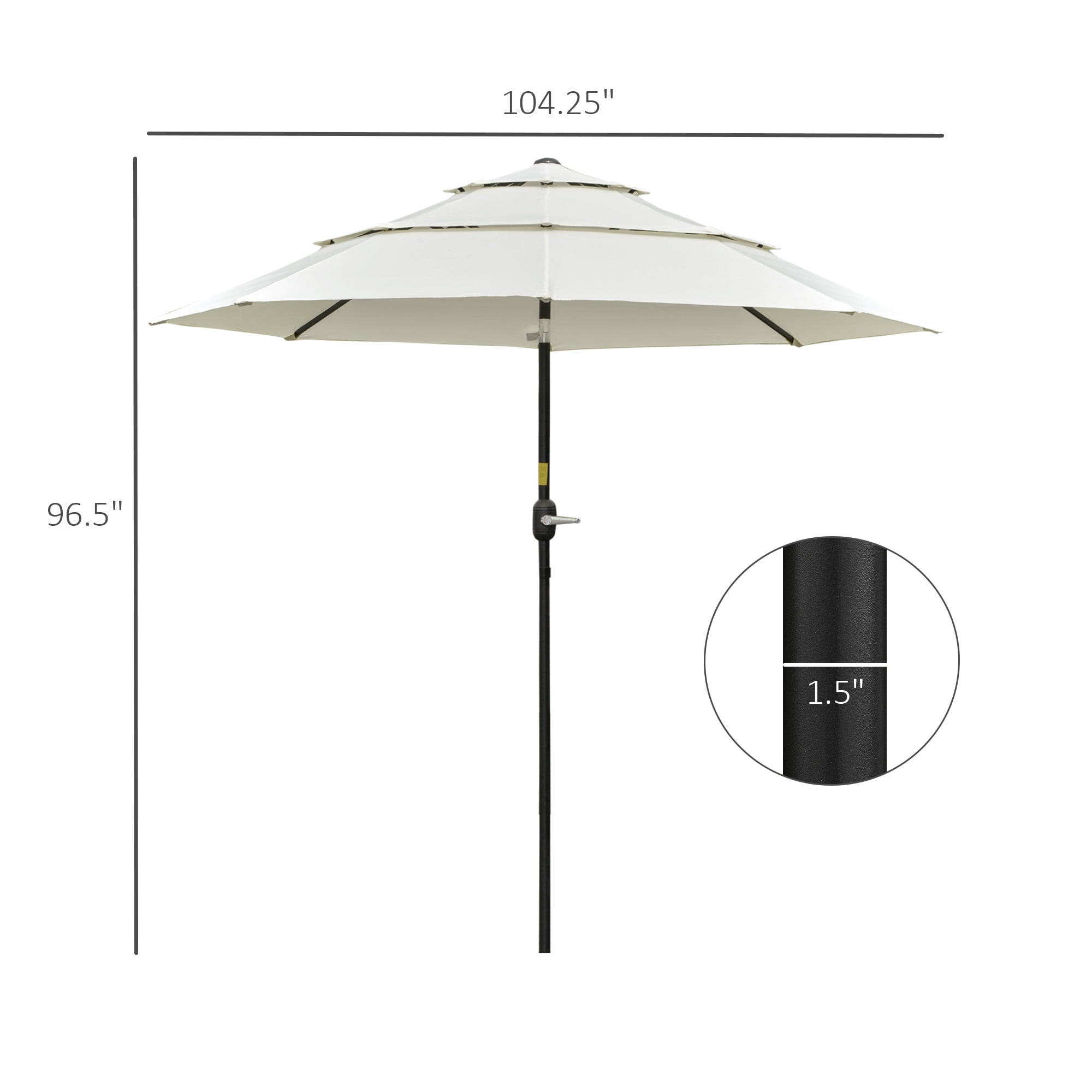 Outsunny 9FT Beige 3-Tier Round Patio Umbrella, Crank and Push Button Tilt