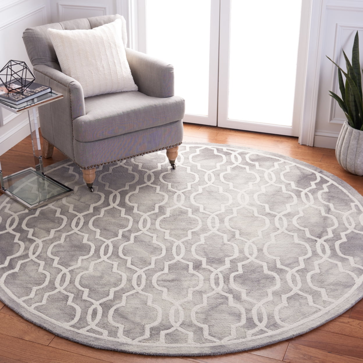 SAFAVIEH Dip Dye Leighton Geometric Wool Area Rug, Grey/Ivory, 5' x 8'
