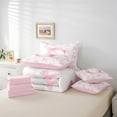 thumbnail image 5 of Initial Letter G Chic Twin Bedding Set 7 Pieces,Dreamy Bow Love Hearts Pink Comforter Set with Sheets ,Princess Style Pink Bowknot Girly Romantic Bed Set in a Bag with Pillow Covers, 5 of 6
