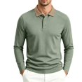 thumbnail image 4 of Mfakffe Men's Polo Shirts Classic Long Sleeve Golf T Shirt Fall Winter Big and Tall Lapel Collar Tops Work Cotton Tees (Light Green, M), 4 of 5