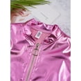 thumbnail image 4 of JanJean Kids Girls Baseball Jacket Varsity Style Coat Long Sleeves Outerwear Zipper Closure Bomber Pink 10, 4 of 9