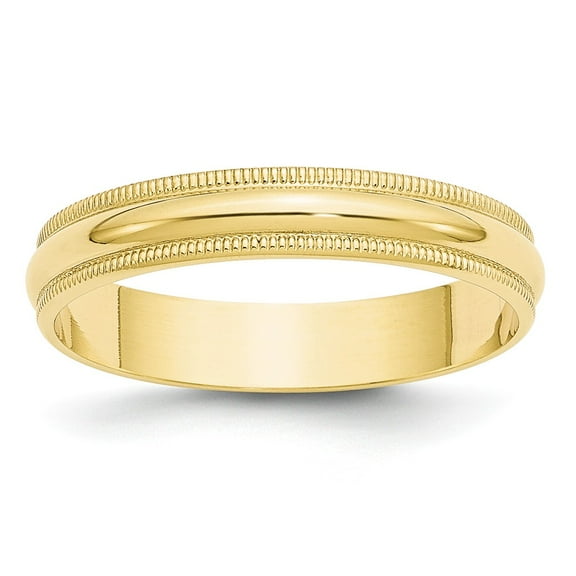 10K Yellow Gold Ring Band Wedding Milgrain Standard Half Round