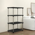 thumbnail image 6 of Hxlamzoo 4-Tier Waterproof Plastic Storage Shelves - Sturdy, Space Saving Shelving Unit for Kitchen, Bathroom & Laundry | Connectable Black Organizer Rack (31.4x16.5x8.6in), 6 of 7