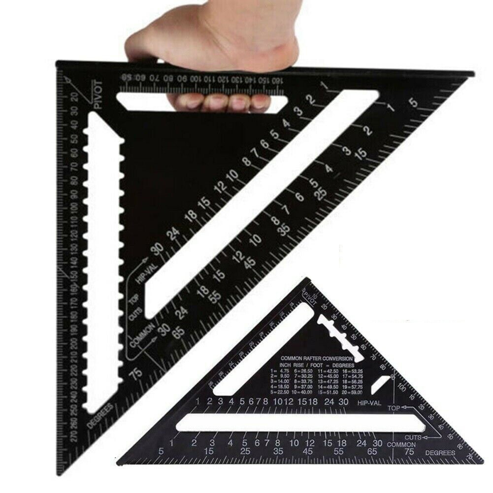 Black 7'' Aluminum Alloy Speed Square Quick Roofing Rafter Triangle Ruler Guide 