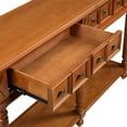 thumbnail image 4 of 58"L Long Sofa Table with 2 Storage Drawers and Bottom Shelf, Retro Solid Wooden Console Table with Carved Design, Heavy Duty Sideboard Buffet Cabinet for Living Room, Hallway, Entryway, Brown, 4 of 7