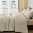 thumbnail image 6 of PHF 3-Piece Waffle Weave Comforter Set Queen Size, Lightweight Comfy Bedding Set for All Season, Ultra Soft Textured 1 Comforter with 2 Pillow Shams, Linen, 6 of 7