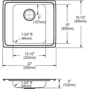 Elkay Drkad222040 Lustertone 22" Drop In Single Basin Stainless Steel Utility Sink - 2