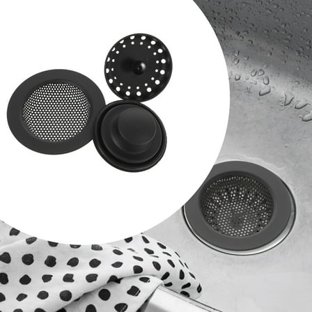 Niceauty Garbage Disposal Drain Cover Sink Stopper Strainer Stainless Steel 3Pcs Black