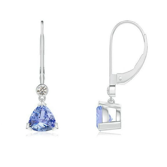 ANGARA Natural V Prong-Set Trillion 1.5 ct Tanzanite Drop Earrings in 14K White Gold for Women (Size-6mm) | December Birthstone, Anniversary, Jewelry Gift for Women | Natural Tanzanite Earrings