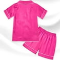 thumbnail image 6 of SILVERCELL 4T-14T Unisex Girls Boys Satin Pajamas Set 2Pcs Short Sleeve Sleepwear Silk Button-Down PJs Sets Nightwear Loungewear Gifts For Teens Kids, 6 of 9