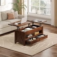thumbnail image 2 of 47.2 Inch Lift Top Coffee Table, Adjustable Height Wooden Center Table with 2 Drawers, Hidden Compartment and Open Shelf for Living Room Home Office, 2 of 9