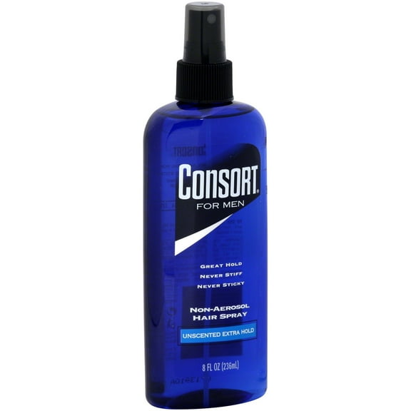 Consort For Men Hair Spray, Non-Aerosol, Unscented Extra Hold 8 oz (Pack of 2)