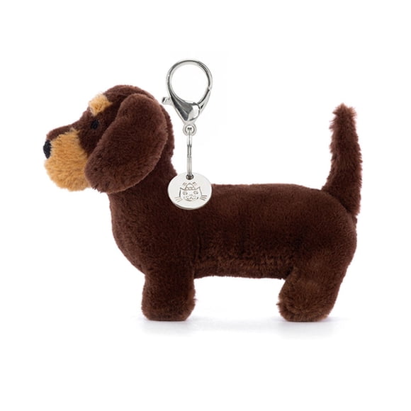 Jellycat Otto Sausage Dog Bag Charm, 4 Inch | Cute Dachshund Plush Keychain for Bags & Backpacks | Soft Stuffed Animal Accessory Gift