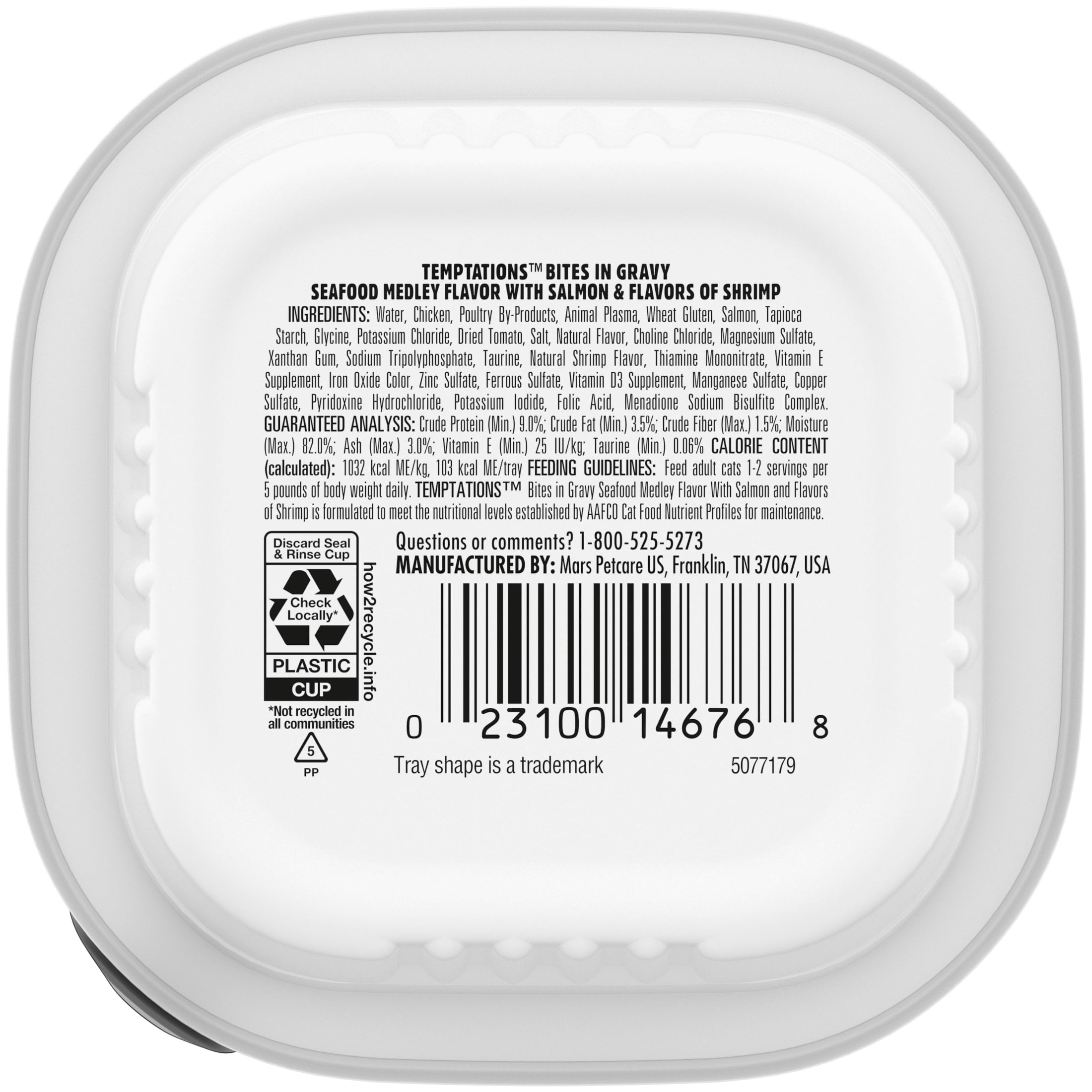 (24 pack) Temptations Seafood Medley Flavor Bites In Gravy Wet Cat Food, 3.5 Oz Tray