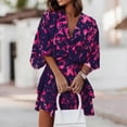 thumbnail image 2 of Women's Loose Mini Dresses Summer Deep V-Neck Floral Printed Dress for Office Work Outfit, 2 of 5