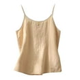 thumbnail image 2 of Puntoco Tops de cuello cuadrado para mujer, moda informal de verano, cómodos, holgados, cuello redondo, sin mangas y top de lino, 2 of 5