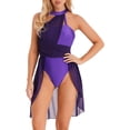 thumbnail image 5 of MSemis Color Block Lyrical Dance Dress Women Dark Purple L, 5 of 5