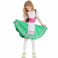thumbnail image 6 of Huvoen Girls Short Sleeve Oktoberfest Clothes Off-Shoulder Dirndl Dress Smocked Ties up High Waist A-Line Ruffle Flowy Swings Dresses Green L, 6 of 7