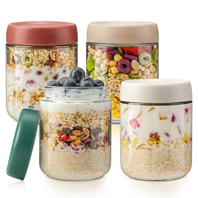 Frascos para avena nocturna DIMBRAH de vidrio de 473 ml, set de 4