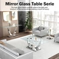 thumbnail image 4 of 23.6" Modern Glass End Table, Square Sofa Side Coffee Table with Mirrored Stainless Steel Base for Living Room, Home Office., 4 of 6