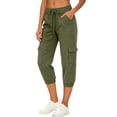 thumbnail image 3 of Womens Linen Cropped Jogger Pants Elastic Drawstring Waist Casual Summer Trousers with Pockets Lightweight Lounge Pants, M, 3 of 9