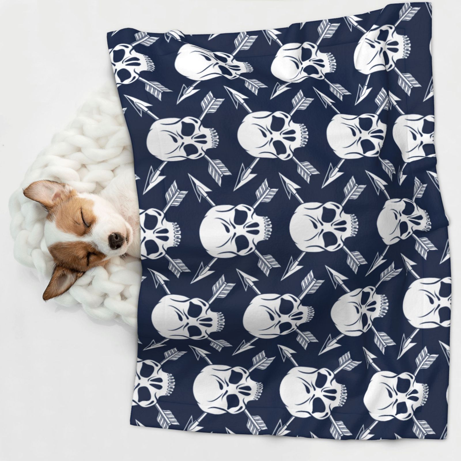Naloa white arrow Skull Dog Blanket, 3 Sizes Cat Blanket for Indoor Cats Large Medium Small Dog Gifts-Large