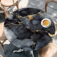 thumbnail image 3 of Abstract Art Round Fitted Table Cover Gold Grey Gradient Marble Texture Waterproof Table Cloth with Elastic Edge Wipeable Tablecloth for Picnic Camping Party Fits 55"-60" Diameter, 3 of 8