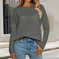thumbnail image 2 of Holzkary Long Sleeve Tops for Women Fall Fashion Outfits 2025 Crewneck Knit Basic Tee Shirts Business Casual Tops New Round Neck Loose T Shirts Comfortable Commute Fashion Lady T Shirt Grey S, 2 of 5
