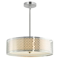 CWI Lighting Mikayla 5 Light Drum Shade Metal Chandelier in Satin Nickel