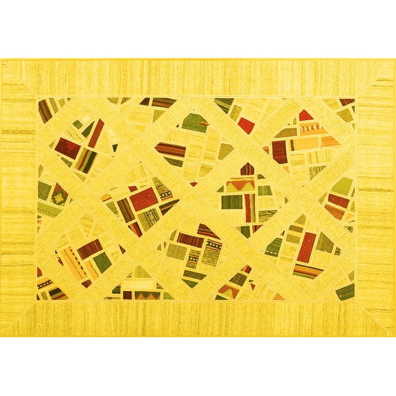 Ahgly Company Indoor Rectangle Solid Yellow Modern Area Rugs, 4' x 6'