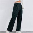 thumbnail image 5 of JGGSPWM Women's High Waisted Striped Wide Leg Casual Long Trousers Army Green 2XL, 5 of 7