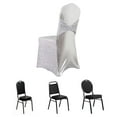 thumbnail image 2 of Efavormart Metallic Silver Shimmer Tinsel Spandex Banquet Chair Cover With Attached Sash Band and Round Silver Rhinestone Buckle, 2 of 5