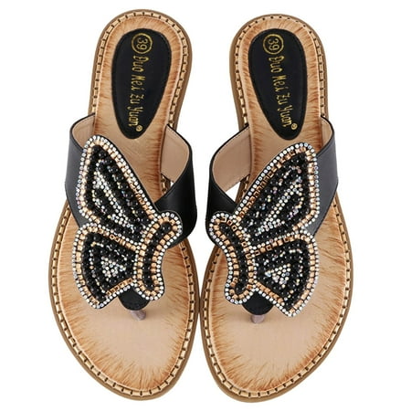 

Cathalem Fashion Animal Women s Round Shoes Pearl Sandals Rhinestone Toe Pinch Women s sandals Closed Toe Sandals for Women Flat Black 8