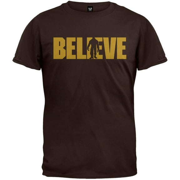 Bigfoot Believe Logo Brown Adult T-Shirt - Large