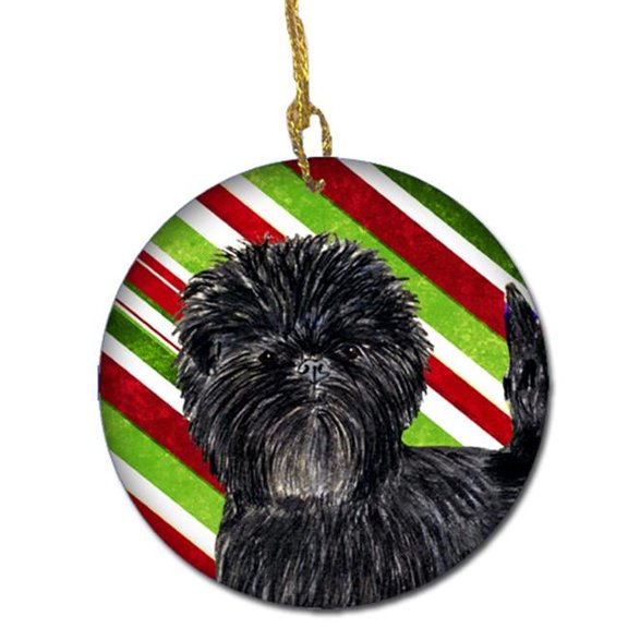 Affenpinscher Candy Cane Holiday Christmas Ceramic Ornament