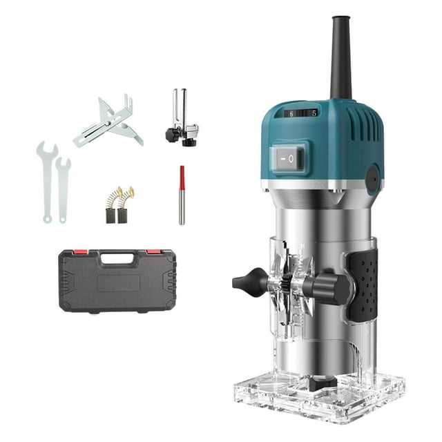 Almencla Wood Router Tool Set Electric Trimmer Professional Simple to Use Compact Engraving Hand Machine 6 Variable Speed for Bookcase