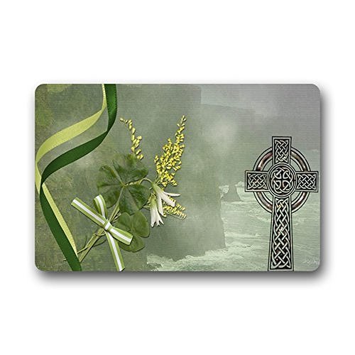 WinHome Celtic Mist Clover And Holy Cross Doormat Floor Mats Rugs