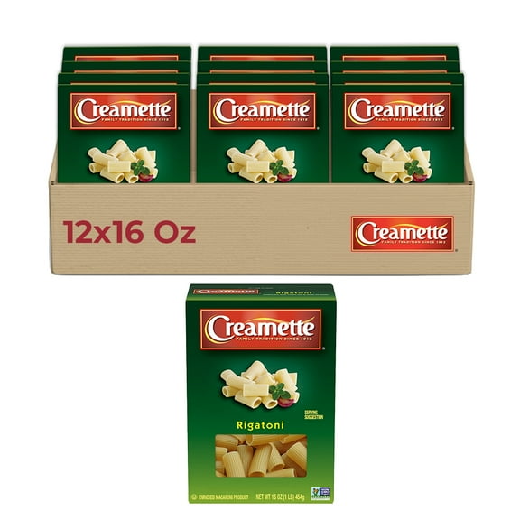 Creamette Rigatoni Pasta, 12-Pack (16 oz Each) – Large Tube Pasta for Hearty Sauces & Baked Dishes
